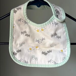 Mint Green Baby Bib with Animal Print